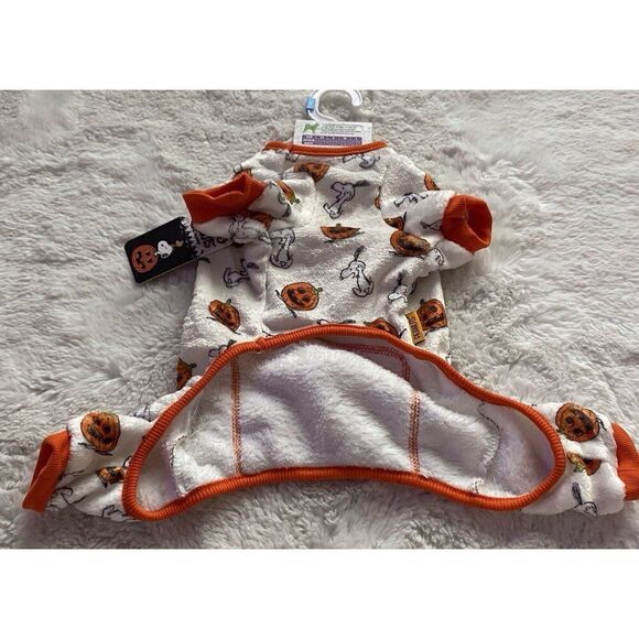 Peanuts SNOOPY Charlie Brown Halloween Trick Or Treat Velvet DOG PAJAMAS Size S - Picture 8 of 14